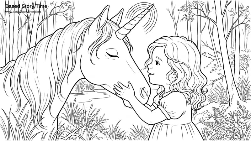 Coloring page from Olivia's Unicorn Wish.